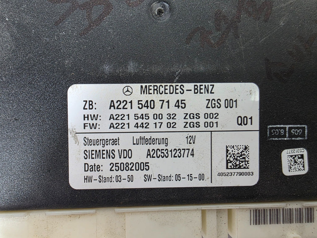 07-14 Mercedes W221 S550 CL550 S350 Airmatic Air Suspension Control Module OEM