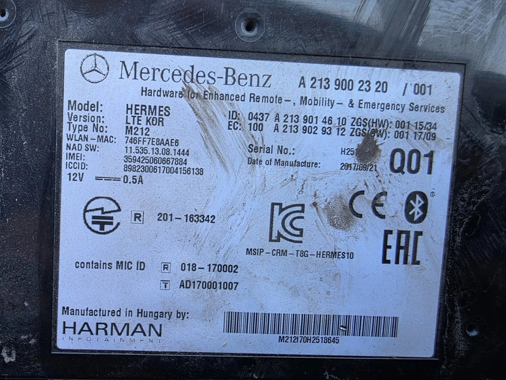 Mercedes Benz W213 Control Unit HARMAN MOBILITY EMERGENCY OEM A2139002320