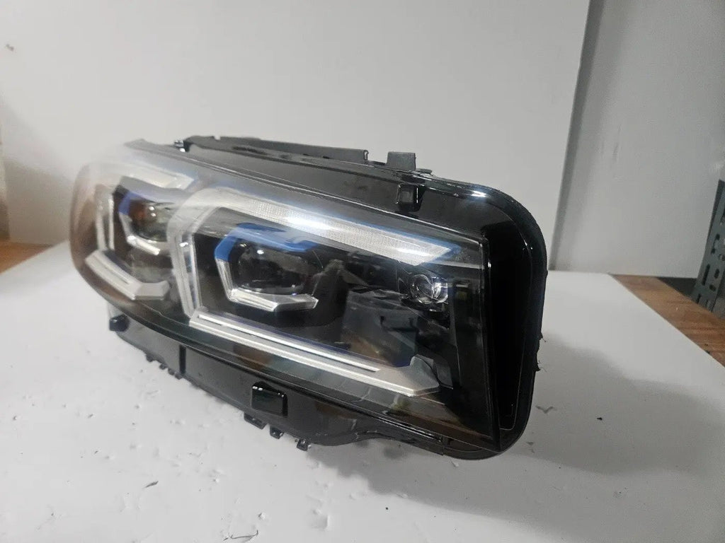 This image shows the right-side Adaptive LED headlight for the BMW 3 Series G20 LCI and G21 LCI models, featuring OEM genuine quality with part number 9450802. This used original headlamp is designed for the facelift (LCI) versions, offering precise fitment, advanced adaptive LED technology, and high-performance illumination tailored for modern BMW styling and safety