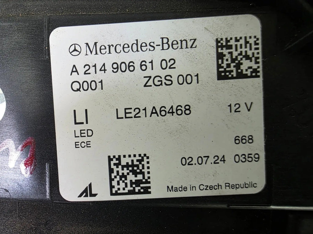 This image shows the left-side DIGITAL LIGHT headlight for the Mercedes-Benz E-Class W214, featuring OEM genuine quality with part number A2149066102. Designed for a precise fit on the left side of the W214 model, this used original headlamp offers Mercedes-Benz’s advanced DIGITAL LIGHT technology for superior adaptive illumination and driving safety.