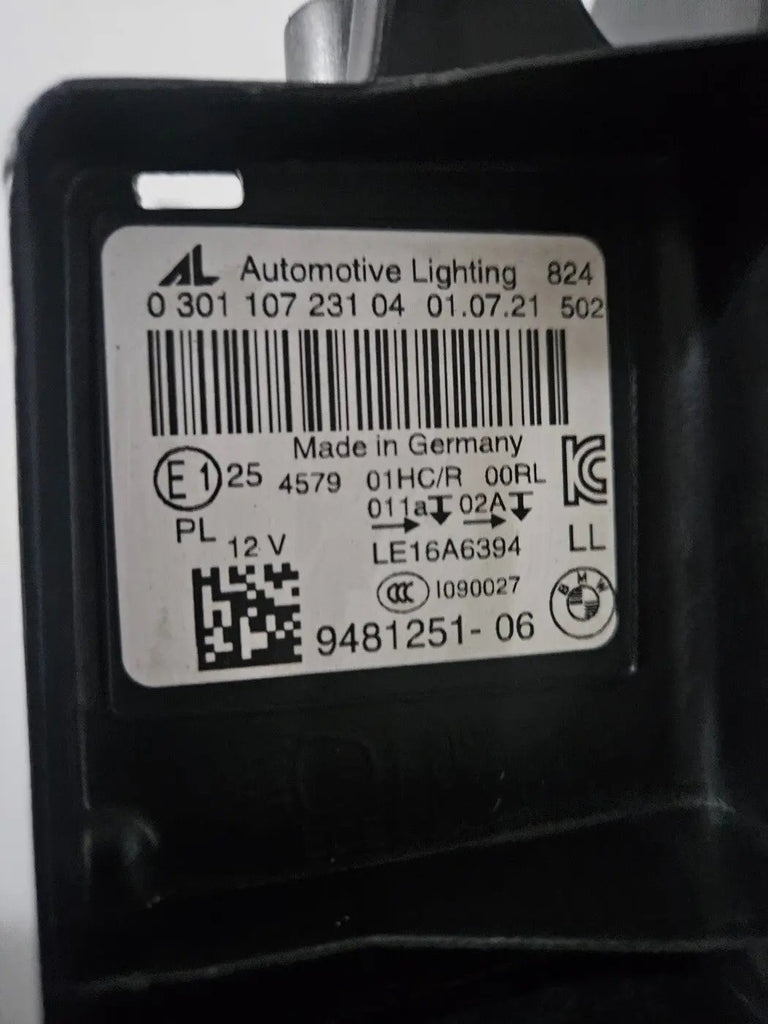 This image displays the left-side LED headlight for the BMW Z4 G29 model, featuring OEM genuine quality with part number 9481251. This used original headlamp is specifically designed for the G29 generation, offering precise fitment, sharp LED illumination, and the sleek, sporty design that complements the Z4's dynamic appearance.