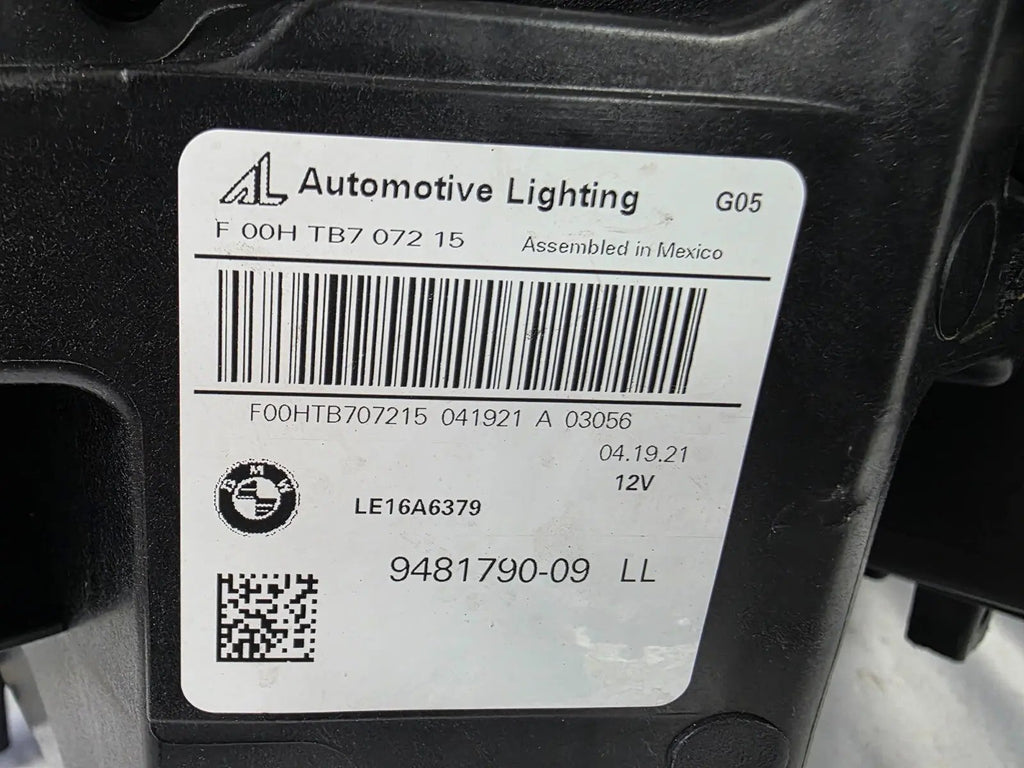 This image displays the right-side Laser headlight for BMW models X5 G05, X5 M F95, X6 G06, and X6 M F96, featuring OEM genuine quality with part number 9481790. This used original headlamp is designed for a precise factory fit and delivers advanced BMW Laserlight technology, ensuring superior illumination, modern styling, and high-performance visibility for these premium SUV models.