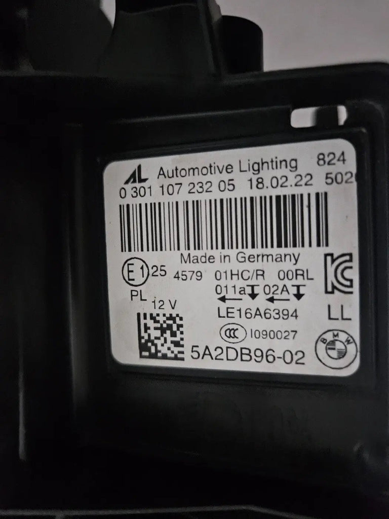 This image shows the right-side LED headlight for the BMW Z4 G29 model, featuring OEM genuine quality with part number 5A2DB96. This used original headlamp is designed for a precise fit on the G29, delivering bright LED illumination, sporty styling, and reliable performance that complements the dynamic design of the BMW Z4.