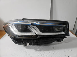 This image displays the right-side Laser headlight for BMW 5 Series G30, G31, and F90 LCI models, featuring OEM genuine quality with part number 9850588. This used original headlamp is designed for a precise fit on the facelifted (LCI) versions of the 5 Series, delivering advanced BMW Laserlight technology for superior visibility, performance, and modern styling