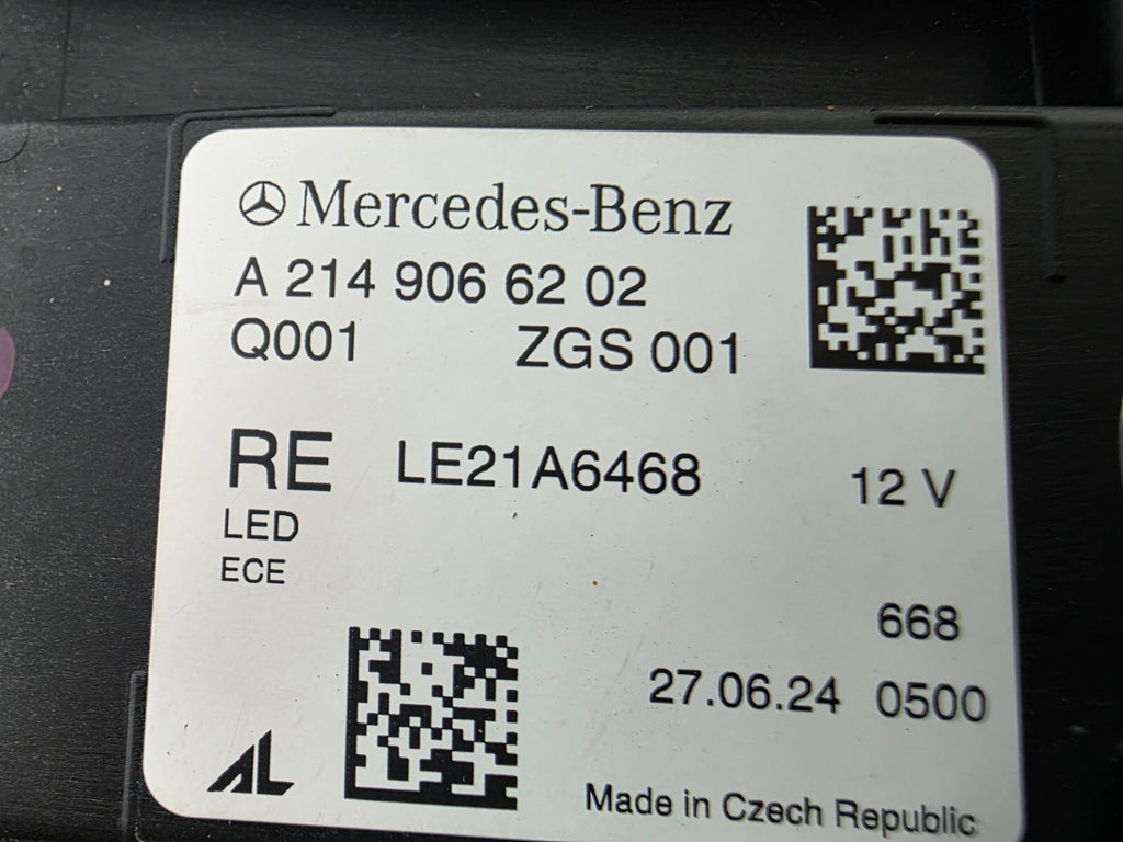This image features the right-side DIGITAL LIGHT headlight for the Mercedes-Benz E-Class W214, with OEM genuine quality and part number A2149066202. Specifically designed for the W214 model, this used original headlamp incorporates Mercedes-Benz's advanced DIGITAL LIGHT technology, delivering adaptive high-precision illumination and a perfect factory fit on the right side.