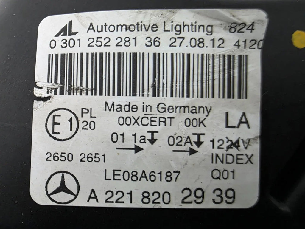 MERCEDES BENZ S-CLASS W221 ADAPTIVE BI-XENON Headlight LEFT OEM A2218202939