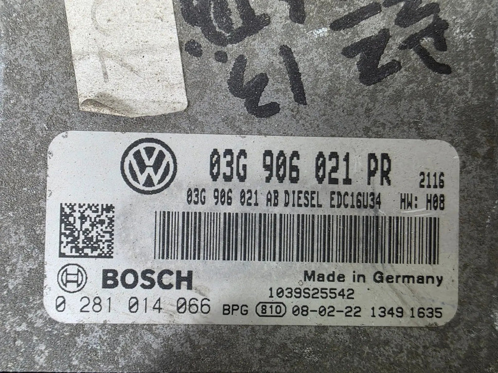 VW GOLF V JETTA 2.0 TDi Engine Control MODULE UNIT ECM 03G906021PR 0281014066