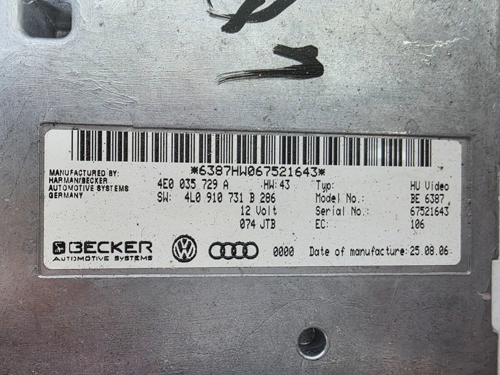 AUDI Q7 S5 GPS-TV NAVIGATION INFORMATION CONTROL MODULE & AUDIO AMP 4E0035729A